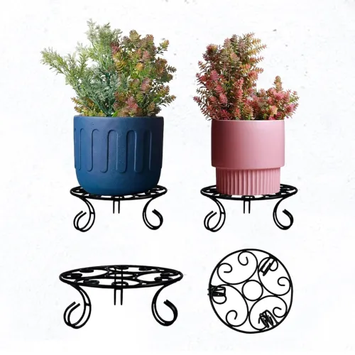Image of CINAGRO Round Metal Plant Stand Pack of 4