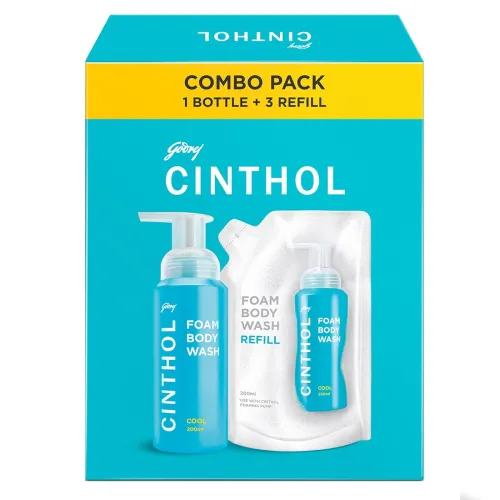 Image of Cinthol Cool Foam Body Wash (800ml) Combo Pack (1 Bottle + 3 Refills)