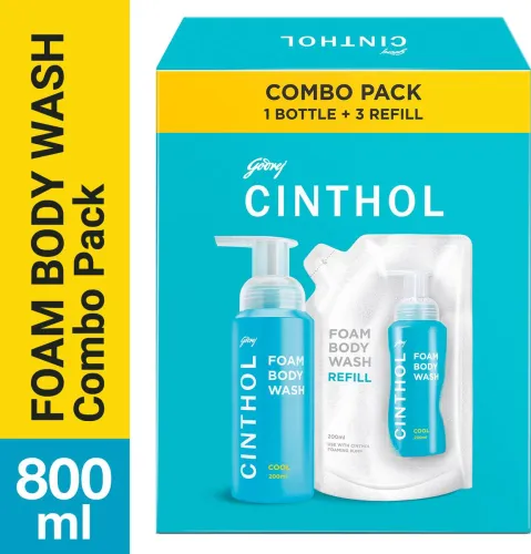 Image of CINTHOL Cool Foaming Body Wash, Glycerin Shower Gel (4 x 200 ml)