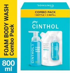 CINTHOL Cool Foaming Body Wash, Glycerin Shower Gel (4 x 200 ml)