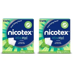 Cipla Nicotex Nicotine Sugar Free Gums 2mg | Helps to Quit Smoking | WHO - approved Therapy | 9 Gums each pack | Pack of 8 (Ultra Mint)