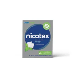 Cipla Nicotex Nicotine Sugar Free Mint Plus Gums 2mg | Helps to Quit Smoking |