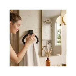 CIPLA PLAST Modern Wall Mounted Towel Ring Holder | Self-Adhesive Towel Ring for Bathroom | Premium Plastic Bathroom Hand Towel Hanger, Durable & Rust-Free, Easy Installation, (Black)
