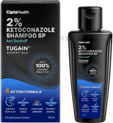 Image of Cipla Tugain 2% Ketoconazole Anti-Dandruff Shampoo (100ml)