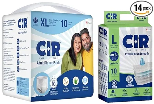 Image of CIR Adult Diaper Pants, Extra-Large (100-150cm I 40\' - 59\') I 10 Units & CIR Premium Underpads, Large (90x60cm) I 10 h