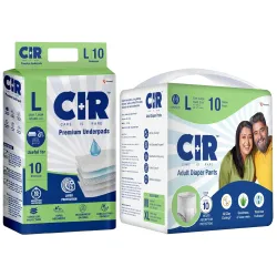 CIR Adult Diaper Pants, Large (90-120cm I 35\ - 47\) I 10 Units & CIR Premium Underpads, Large (90x60cm) I 10 hrs Abso