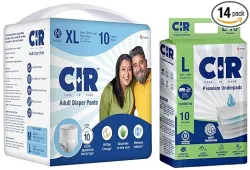 CIR Adult Diaper Pants, Extra-Large (100-150cm I 40\ - 59\) I 10 Units & CIR Premium Underpads, Large (90x60cm) I 10 h