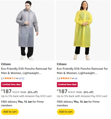 Image of Citizen RainCoats Starting @ ₹187