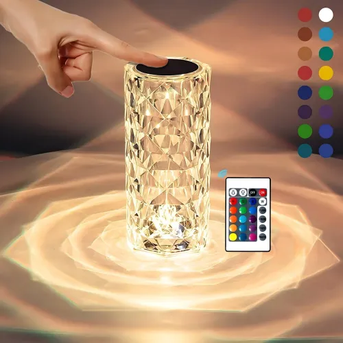 Image of Citroda Crystal Rechargeable Table Lamp 22cm 16-Color Changing