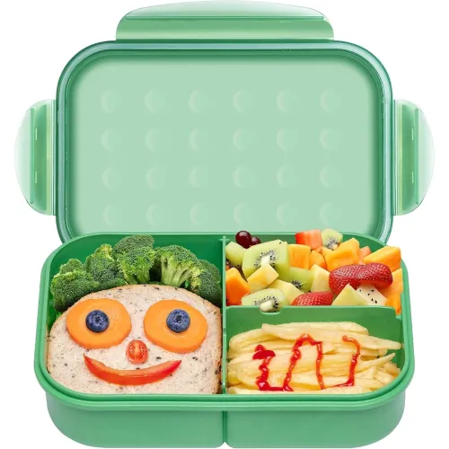 Image of Claiez 3-Compartment Lunch Box – Leak-Proof, Reusable, With Spoon