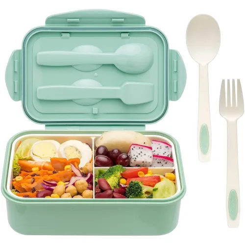 Image of Claiez Plastic 3 Compartment Tiffin Box for Kids