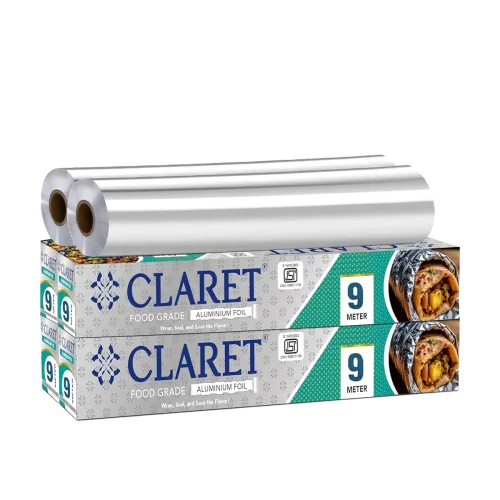 Image of Claret Food Grade Aluminium Foil Roll | 9 Meter | Kitchen Foil for Wrapping Roti Snacks Lunch | Safe & Hygienic Foil for