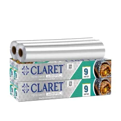 Claret Food Grade Aluminium Foil Roll | 9 Meter | Kitchen Foil for Wrapping Roti Snacks Lunch | Safe & Hygienic Foil for