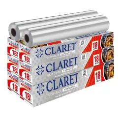 Claret Food Grade Aluminium Foil Roll | 18 Meter | Kitchen Foil for Wrapping Roti Snacks Tiffin | Durable and Hygienic Foil Paper (Pack of 6)