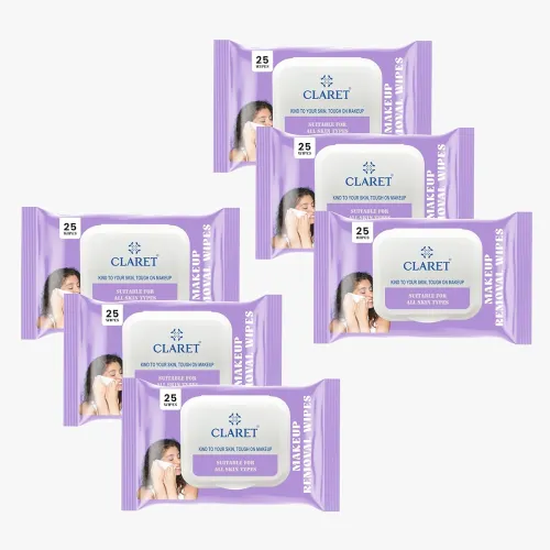 Image of Claret Gentle Makeup Removal Wet Wipes – 25 Count