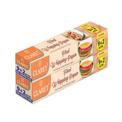 Claret Oil Grease Proof Food Wrapping Paper | 9+2 Meter Roll | Eco-Friendly Non-Stick Butter Paper for Burgers Snacks Sa
