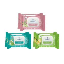 Claret Wet Wipes (Pack of 6, 25 Pulls Each)