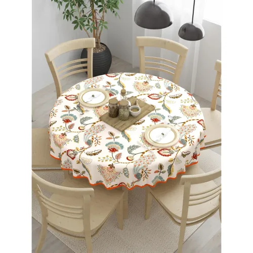 Image of Clasiko 100% Cotton 6 Seater Round Table Cover