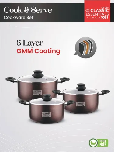 Image of Classic Essentials 3 PC Biryani Handi with Glass Lid