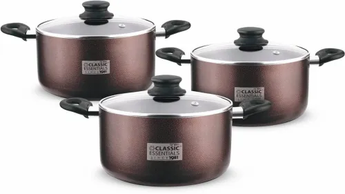 Image of Classic Essentials 3 Pc Non-Stick Biryani Handi Set (Aluminium)