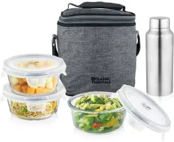 Classic Essentials BOSTON Borosilicate Glass Lunchbox set with Bottle