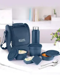 Classic Essentials Supreme Microwave Safe Stainless Steel Office Lunch Box Set of 5