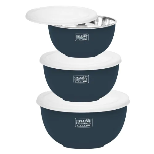 Image of Classic Essentials Steel Mixing Bowls Set Blue