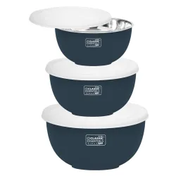 Classic Essentials Steel Mixing Bowls Set Blue