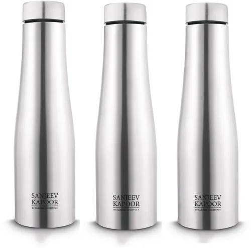 Image of Classic Essentials Stainless Steel Puro Water Bottle 1000ml(Pack of 3) 1000 ml Steel Bottle (Pack of 3, Silver)