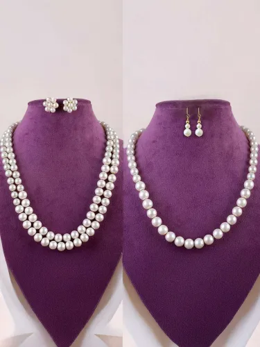 Image of Classique Mother of Pearl Gold-plated White Jewel Set (Pack of 2)