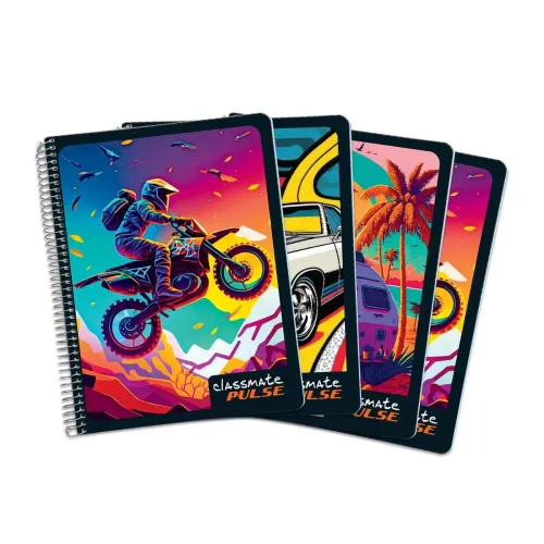 Image of Classmate Pulse Single Subject Spiral Notebook - Pack of 4 200 Pages 