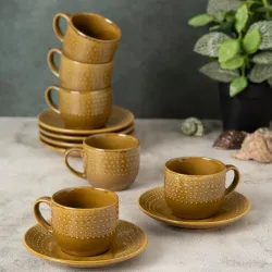 Clay Craft Ceramic Tea Coffee Cup Saucer Set 12