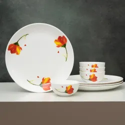 Clay Craft Fine Ceramic Eco Dinner Set, Enchanting Gold, for Family of 4, Dinner Set Ceramic, Crockery Set, Dining Set f