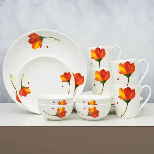 Image of Clay Craft Fine Ceramic Eco Dinner Set, Enchanting Gold, for Family of 4, Dinner Set Ceramic, Crockery Set, Dining Set f