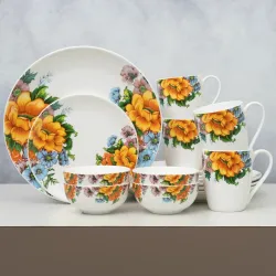Clay Craft Fine Ceramic Eco4 Dinner Set (Set of 16), for Family of 4, Dinner Set Ceramic, Crockery Set, Dining Set for Dinner, Crockery Set for Gift, Kitchen Set for Home, Daily Use Crockery...