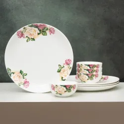 Clay Craft Fine Ceramic Eco5 Printed Dinner Set (Set of 8)
