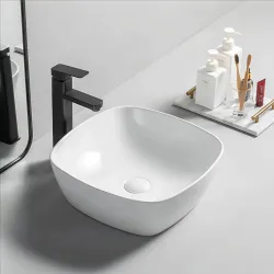 clayplus PREMIUM GRADE CERAMIC TABLE TOP WASH BASIN ( 16.5 * 16.5) Table Top Basin  (WHITE)