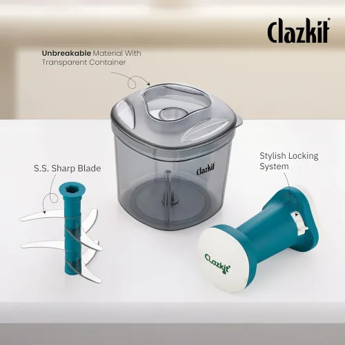 Image of Clazkit 1100ml Manual Push Chopper with 6 Blades