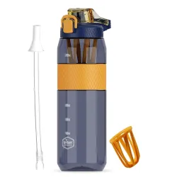 Clazkit 1600 ML Tritan BPA Free Water Bottle with Travel Mugs and Scale - Leak Proof, Durable, Non-Toxic, Perfect for Home, Office, Gym, and Outdoor Sports - Color May Vary