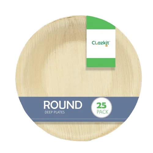 Image of Clazkit 25 Pack Areca Round Palm Leaf Bowl 