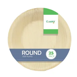 Clazkit 25 Pack Areca Round Palm Leaf Bowl 