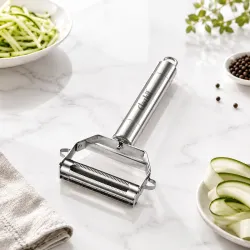 Clazkit 2 in 1 Stainless Steel Julienne Peeler for Vegetables & Fruits | Multi Functional Vegetable Cutter, Slicer & Shredder for Potato, Carrot, Cucumber | Sharp Dual Blade Kitchen Peeler