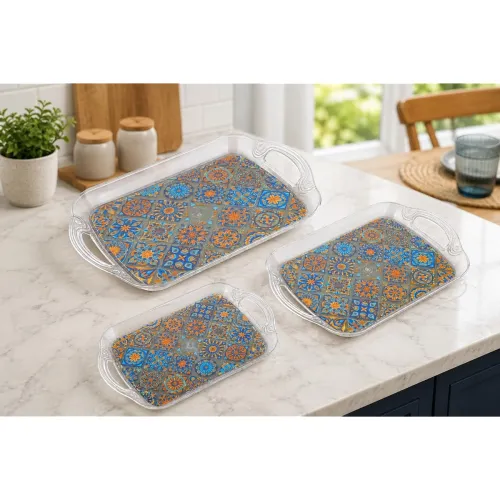 Image of Clazkit 3-Set Tray for Kitchen & Dining