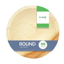  Clazkit 50 Pack Areca Deep Round Bowl