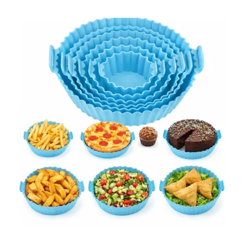 Image of Clazkit Reusable Air Fryer Silicone Liners 6 PCS Non-Stick