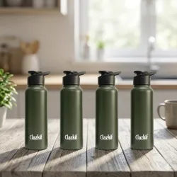 Clazkit Alpha Sporty Stainless Steel Water Bottle Single Wall 750ml Set of 4 | Lightweight, Leak-Proof, Reusable | Ideal