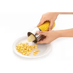 Clazkit Corn Cutter Unbreakable Corn Cob Stripping Kernels Remover Stainless Steel Blades and Hand Protector Mini Circular Shaving Thresher, Kitchen Gadgets