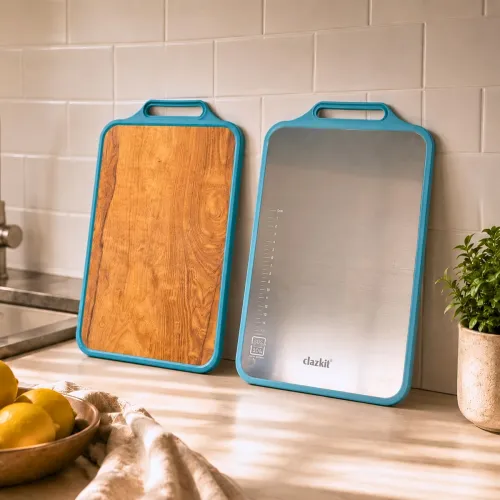Image of Clazkit Dual Side Stainless Steel & Wooden Chopping Board