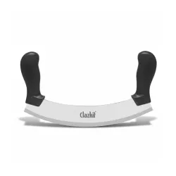 Clazkit Pizza Cutter - Pizza Slicer - Mezzaluna/Mincing Knife - Double Handle Ideal for Mincing, Dicing, Chopping & Slic