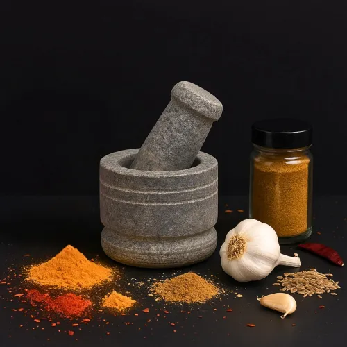 Image of Clazkit Oothukuli Stone Mortar and Pestle Set – 3 Inch Okhli/Khalbatta/Idi Kallu – Traditional Hand Grinder for Chutney,
